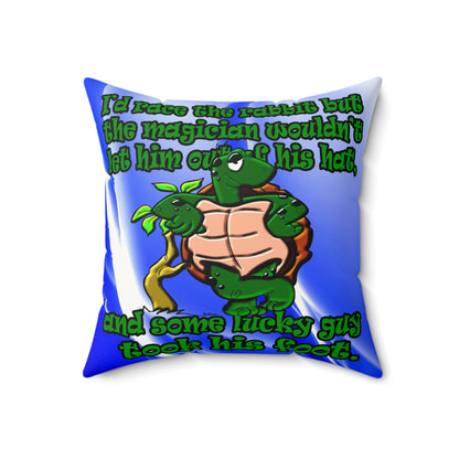 turtle race - Faux Suede Square Pillow - (blue-white wave)