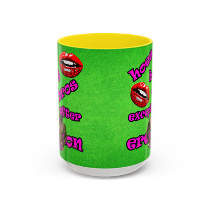 hoes b4 bros - Accent Mug (green turf)