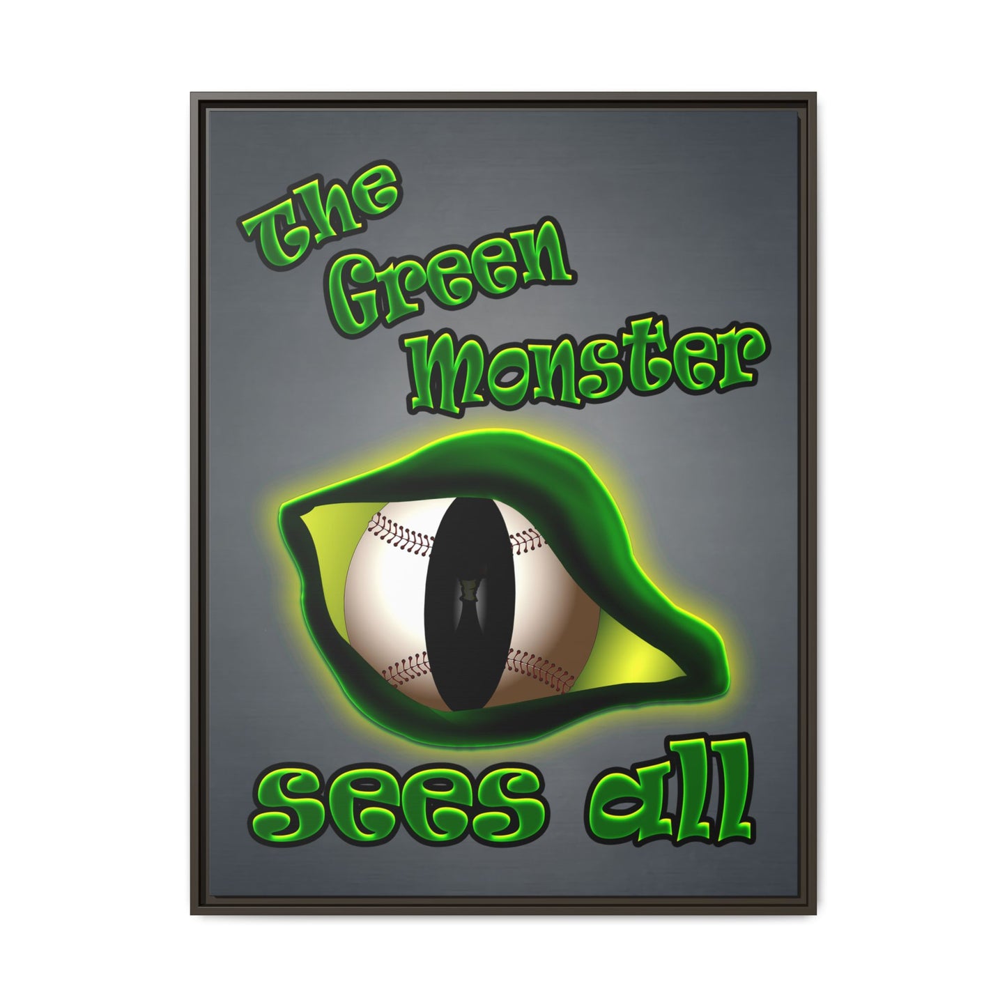 green monster - framed canvas art (grey-light grey)