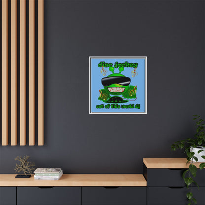 disc jockey - framed canvas art (light blue)
