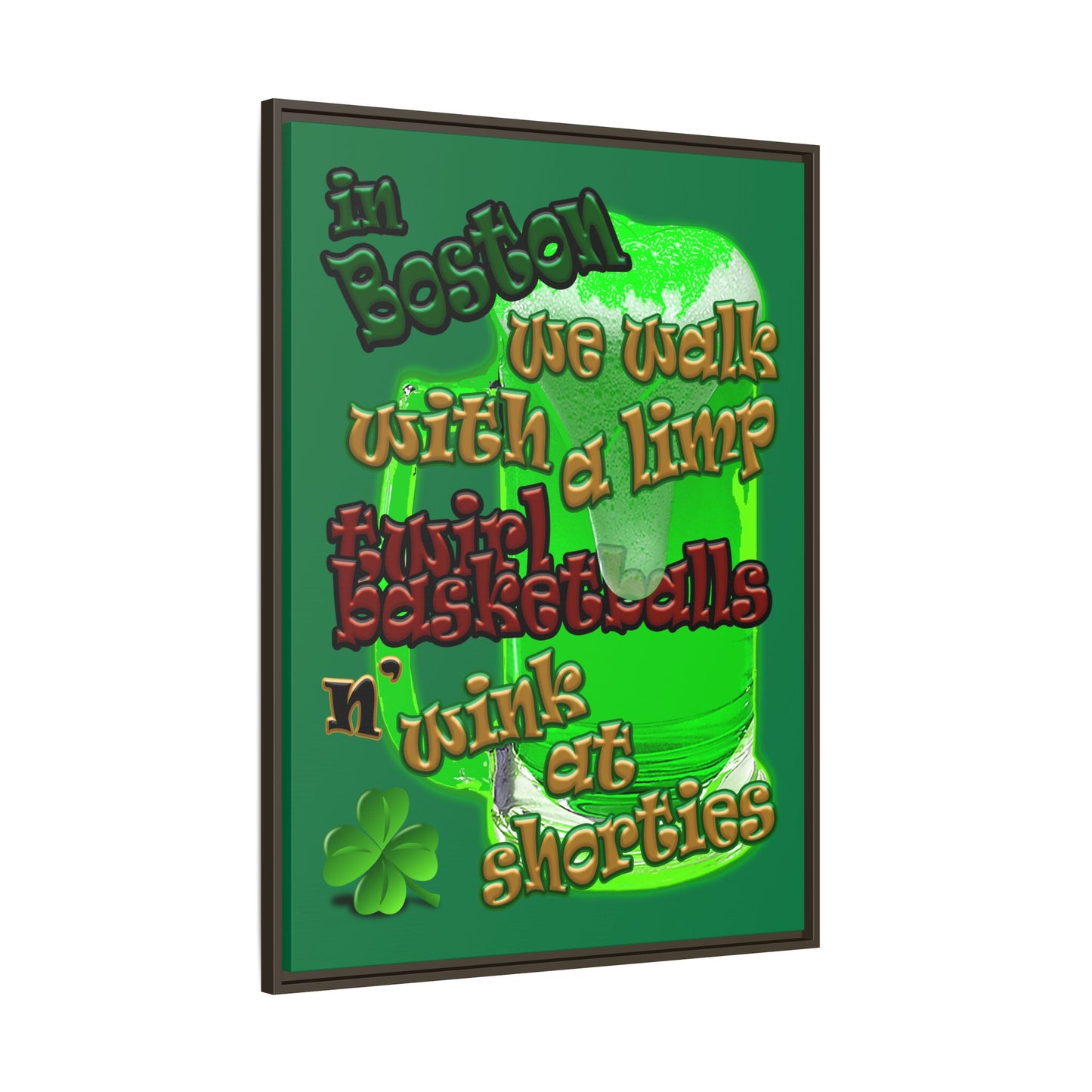 celtics logo - framed canvas art (dark green)