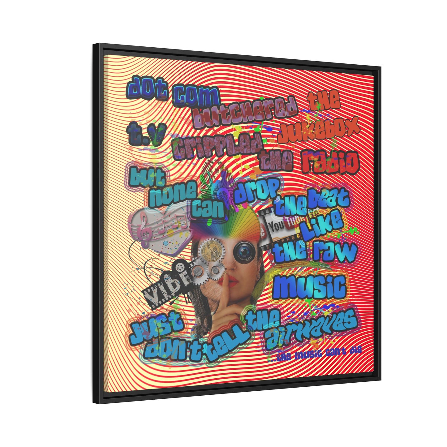 drop the beat - framed canvas art (yellow-orange wave)