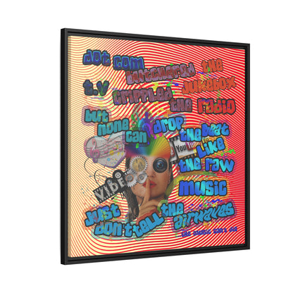 drop the beat - framed canvas art (yellow-orange wave)