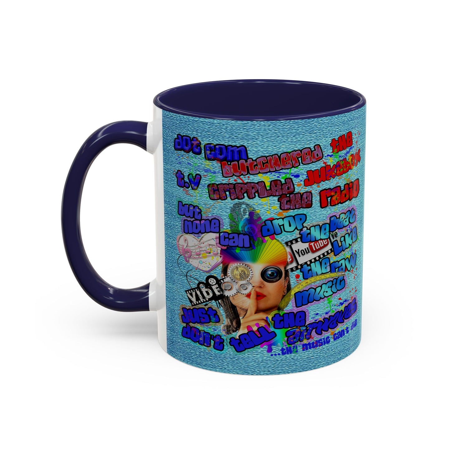 drop the beat - Accent Mug (faded blue)