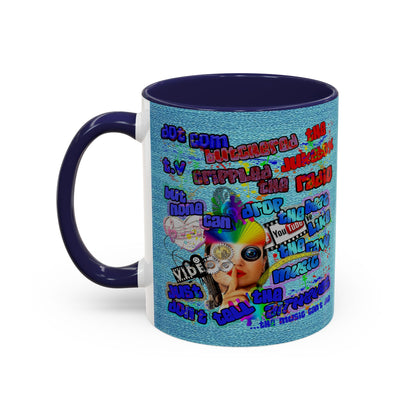 drop the beat - Accent Mug (faded blue)