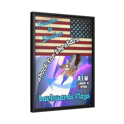 shoot for the stars - framed canvas art (grey-pink wave)