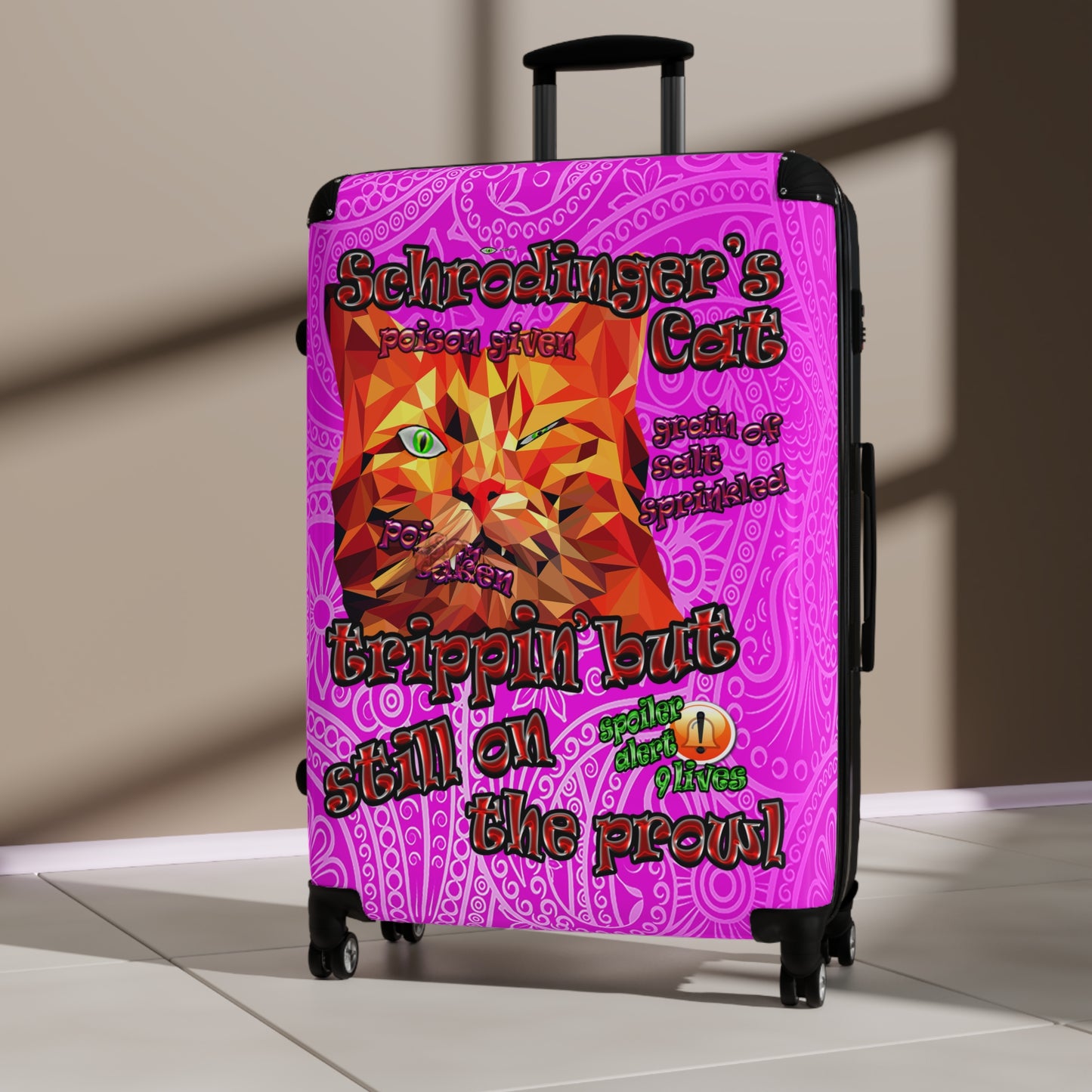 schrodinger's cat - Suitcase (pink swirl)