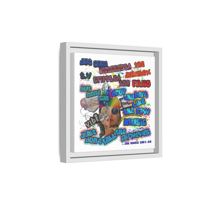 drop the beat - framed canvas art (white)