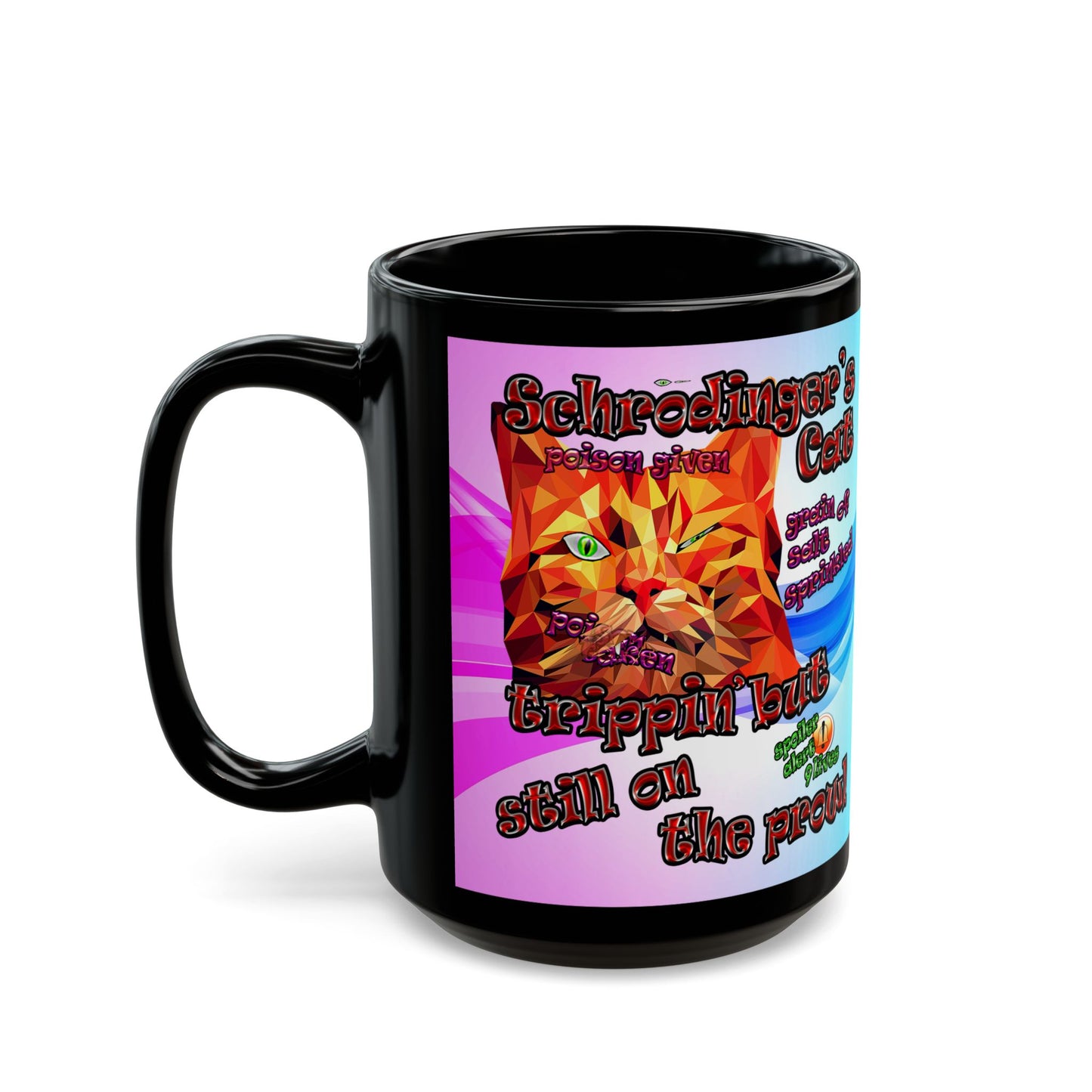 schrodinger's cat - Black Mug (light blue-pink wave)