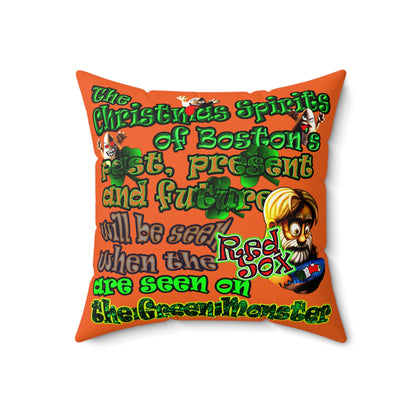 christmas spirits of boston - Faux Suede Square Pillow - (orange)