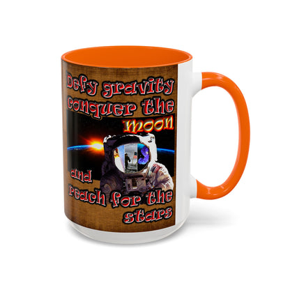 defy conquer reach - Accent Mug (brown papyrus)