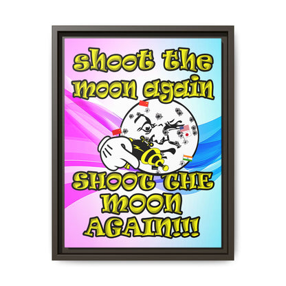 shoot the moon again - framed canvas art (light blue-pink wave)