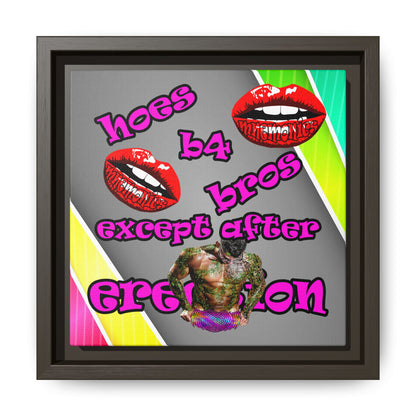 hoes b4 bros - framed canvas art (rainbow split)
