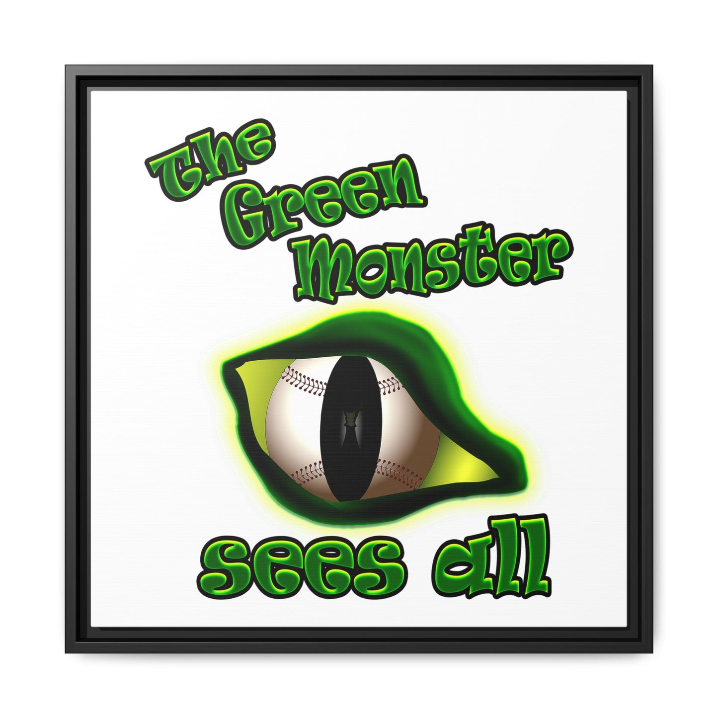 green monster - framed canvas art (white)