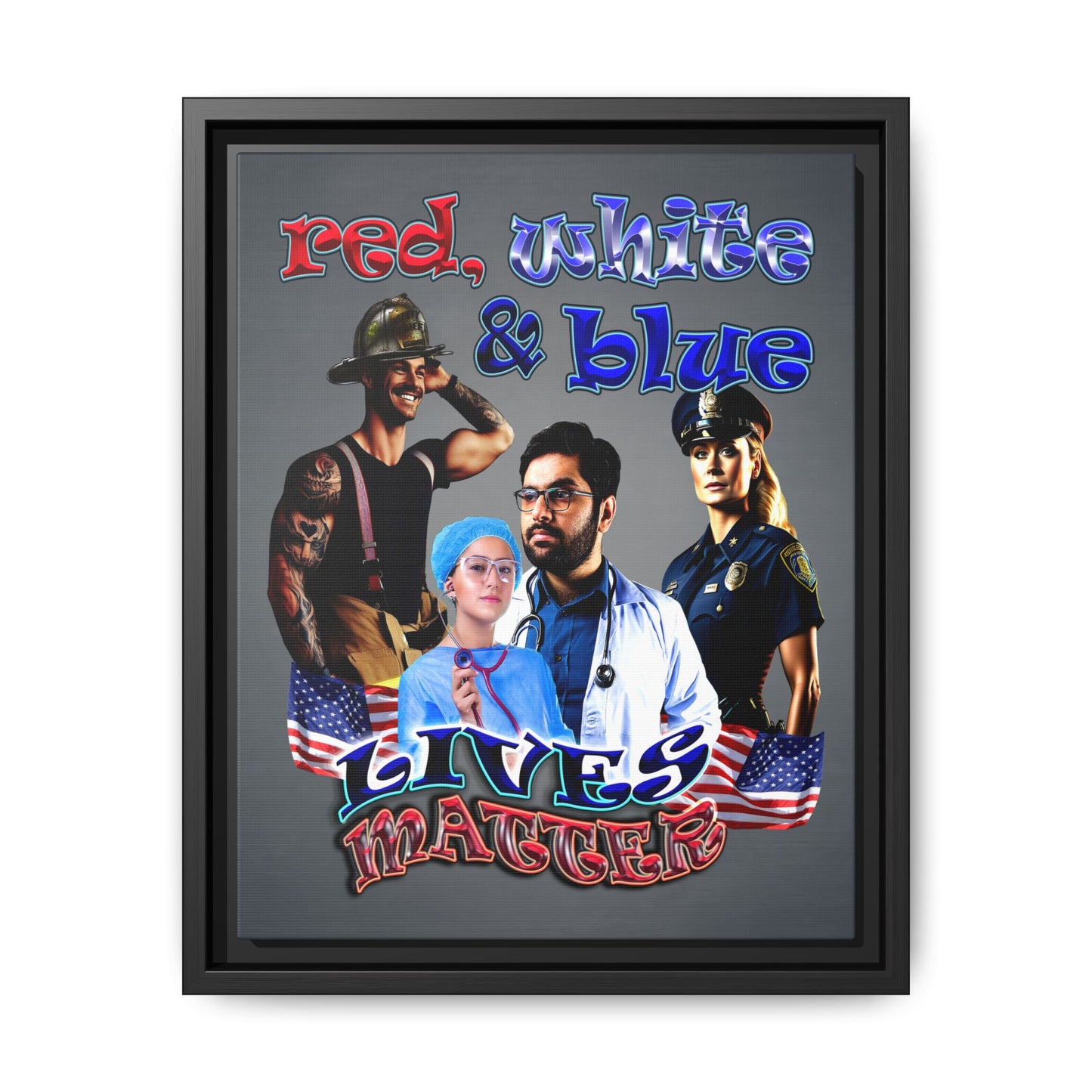rw&b lives matter - framed canvas art (grey-light grey)