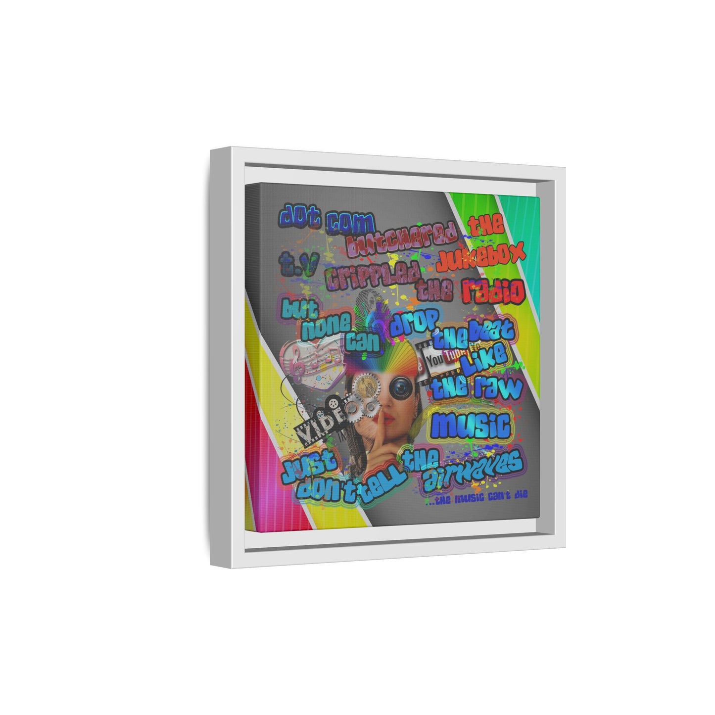 drop the beat - framed canvas art (rainbow split)