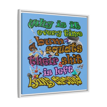 the bum's shit - framed canvas art (light blue)