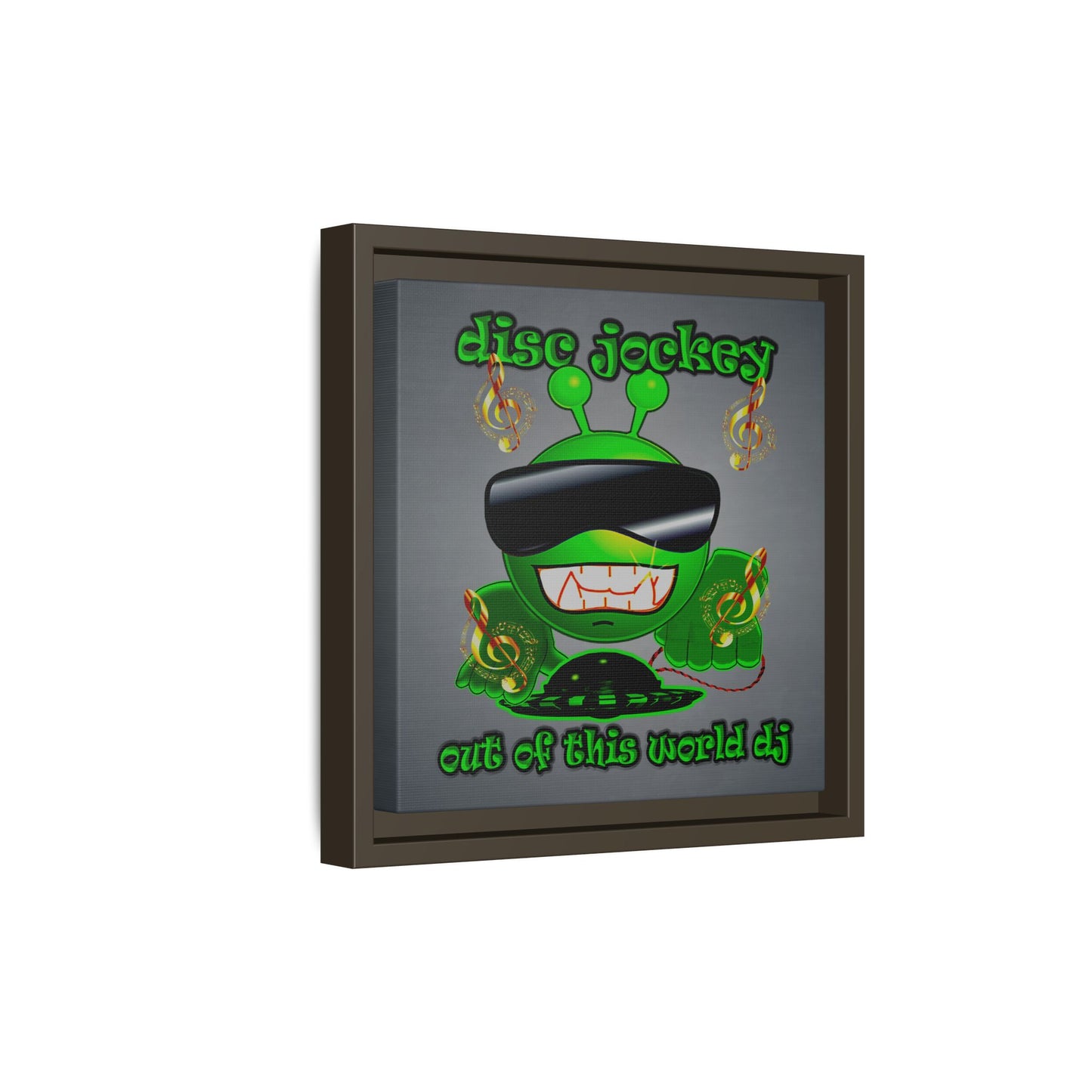 disc jockey - framed canvas art (grey-light grey)