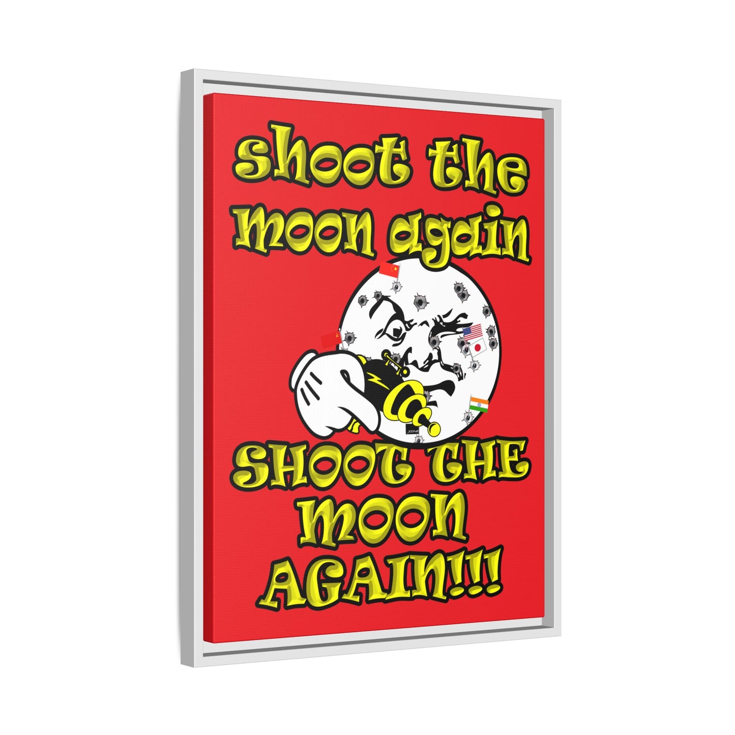 shoot the moon again - framed canvas art (red)