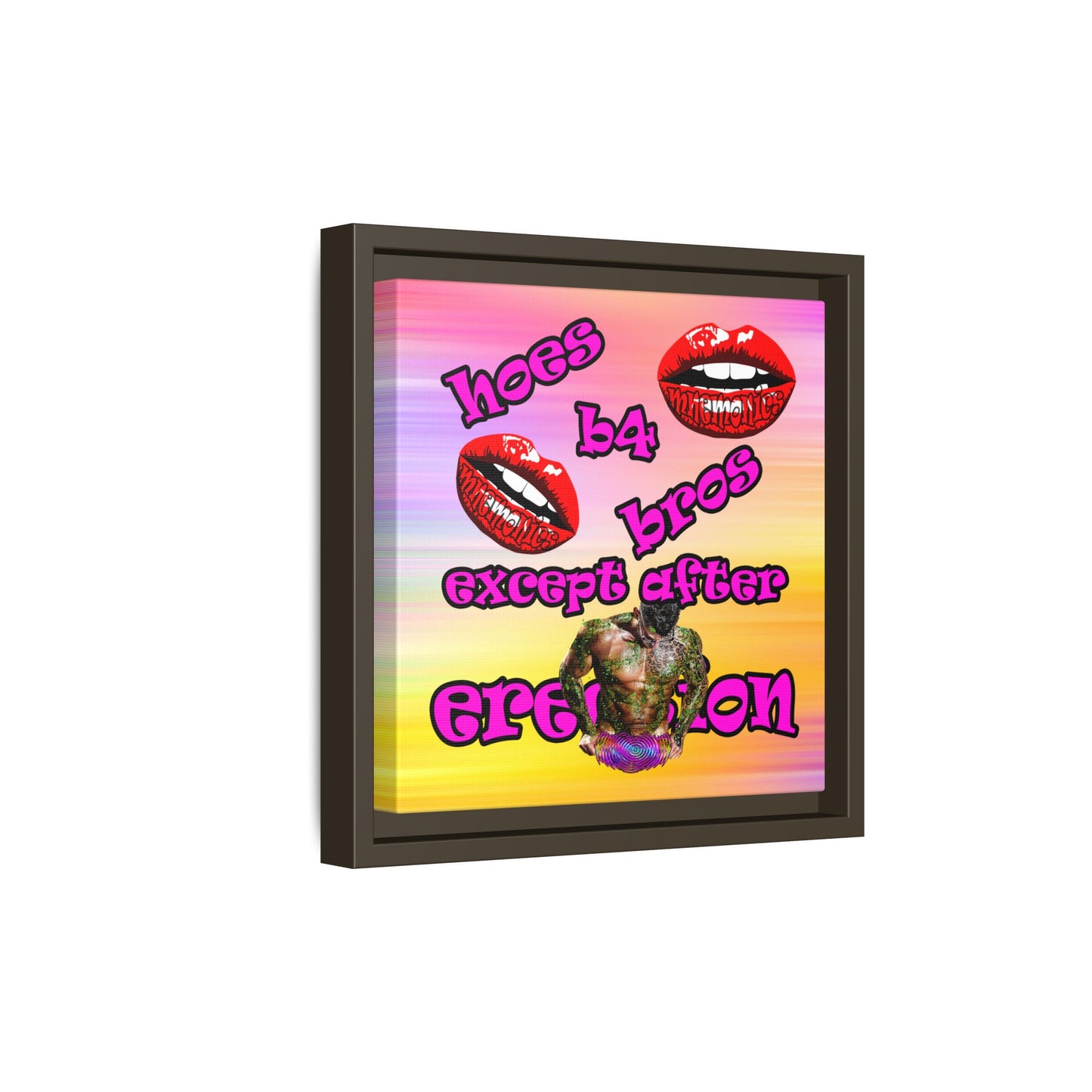 hoes b4 bros - framed canvas art (color blur)
