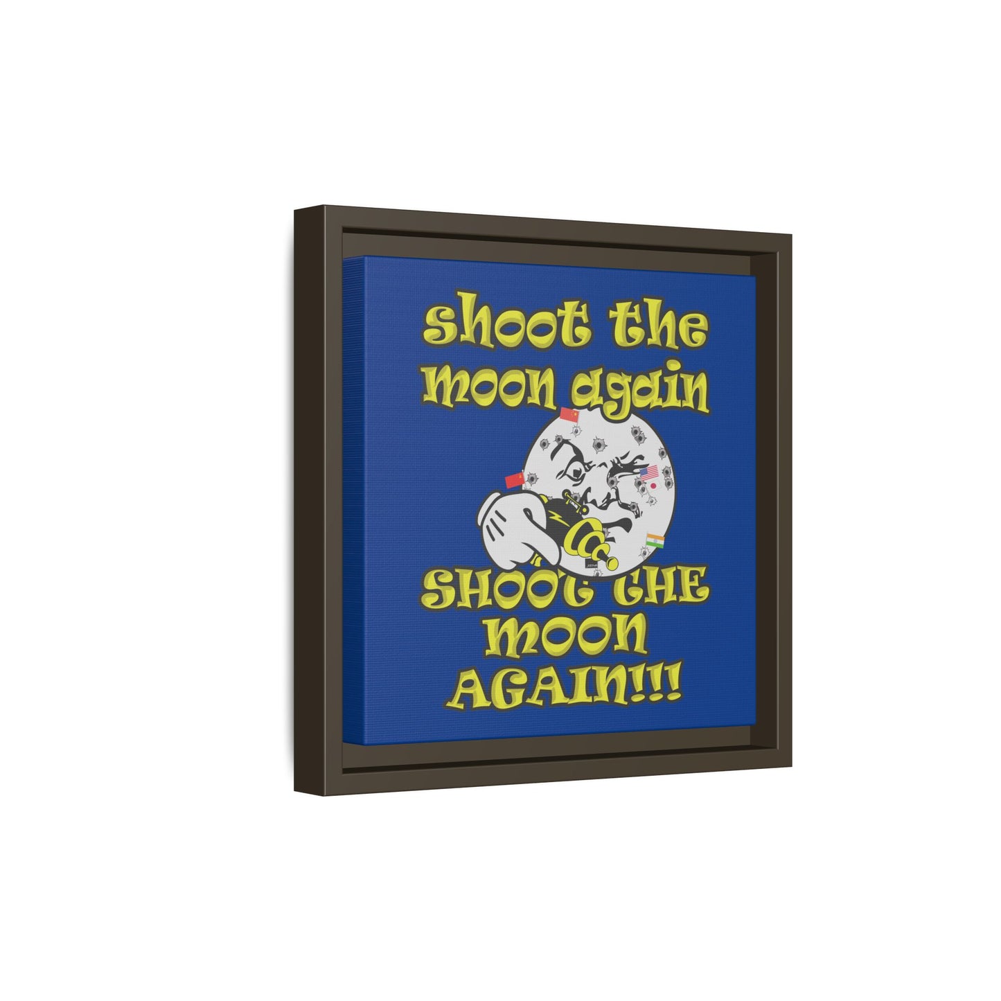 shoot the moon again - framed canvas art (dark blue)