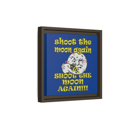 shoot the moon again - framed canvas art (dark blue)