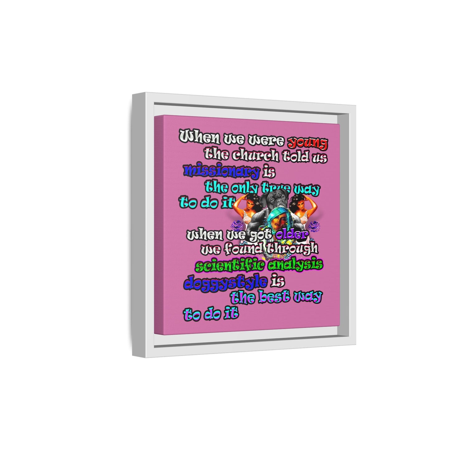 doggystyle - framed canvas art (light pink)