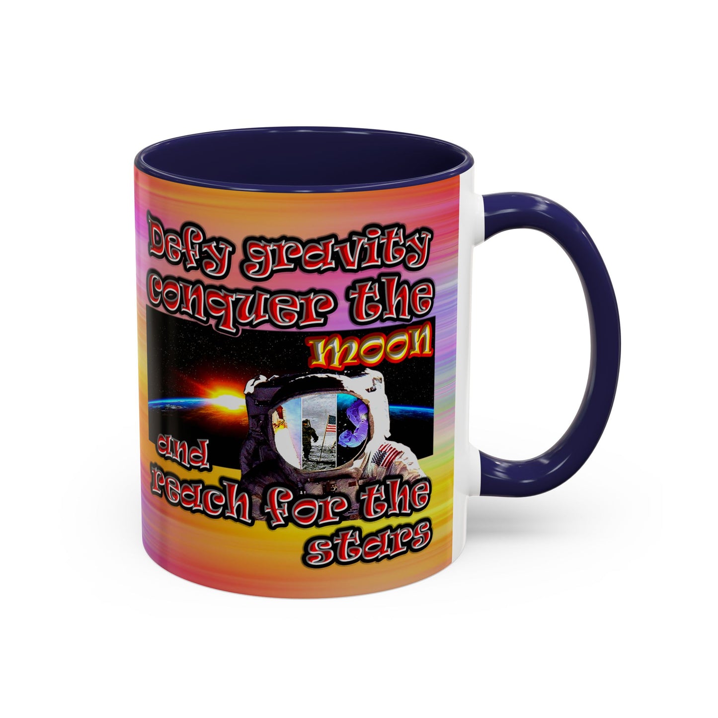 defy conquer reach - Accent Mug (color blur)