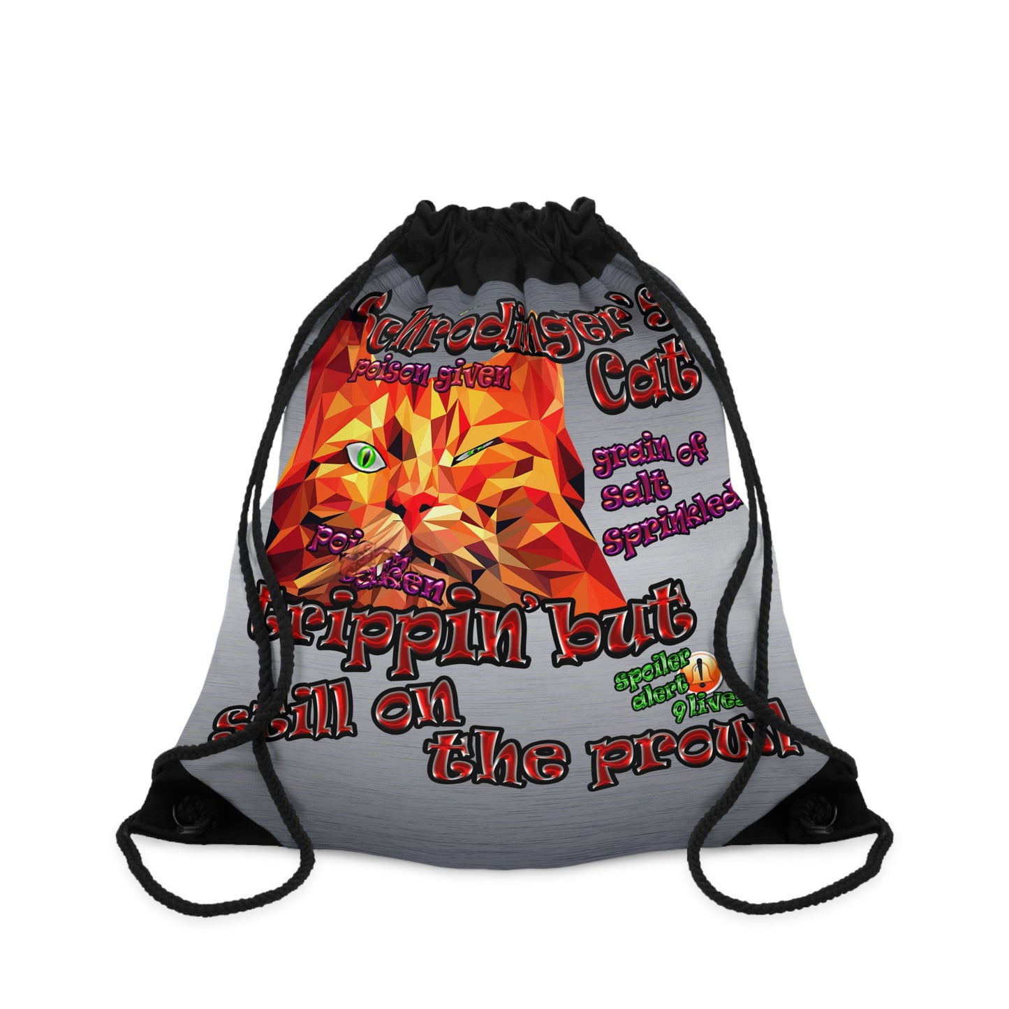 schrodinger's cat - Drawstring Bag (brushed nickel)