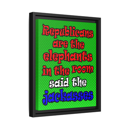 donkeys and elephants - framed canvas art (logo green)