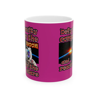 defy conquer reach - White Mug (pink)