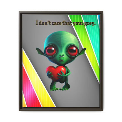 I don't care that your grey - framed canvas art (rainbow split)