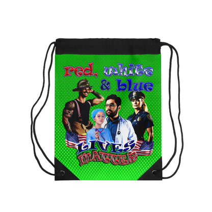 rw&b lives matter - Drawstring Bag (logo green)