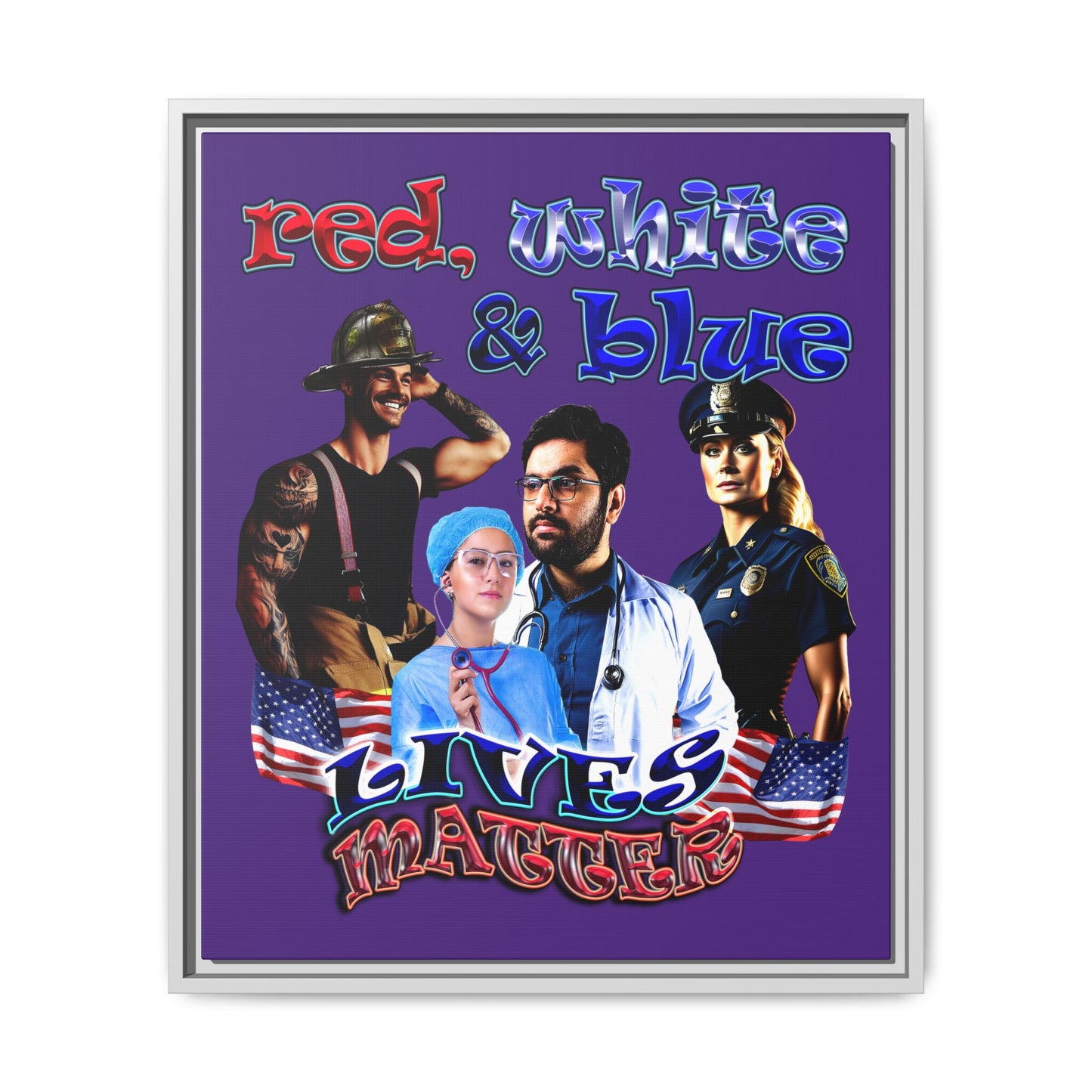 rw&b lives matter - framed canvas art (purple)