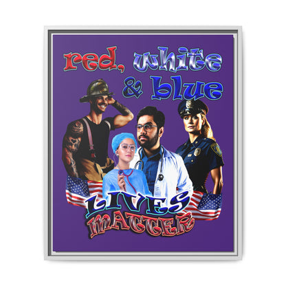 rw&b lives matter - framed canvas art (purple)