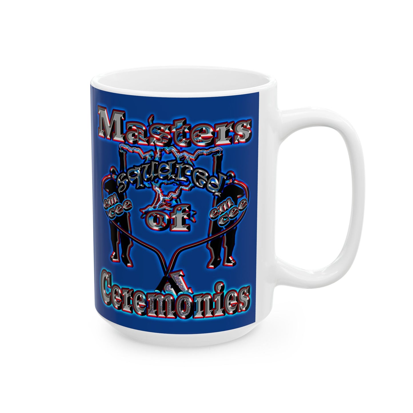 em cee squared - White Mug (dark blue)
