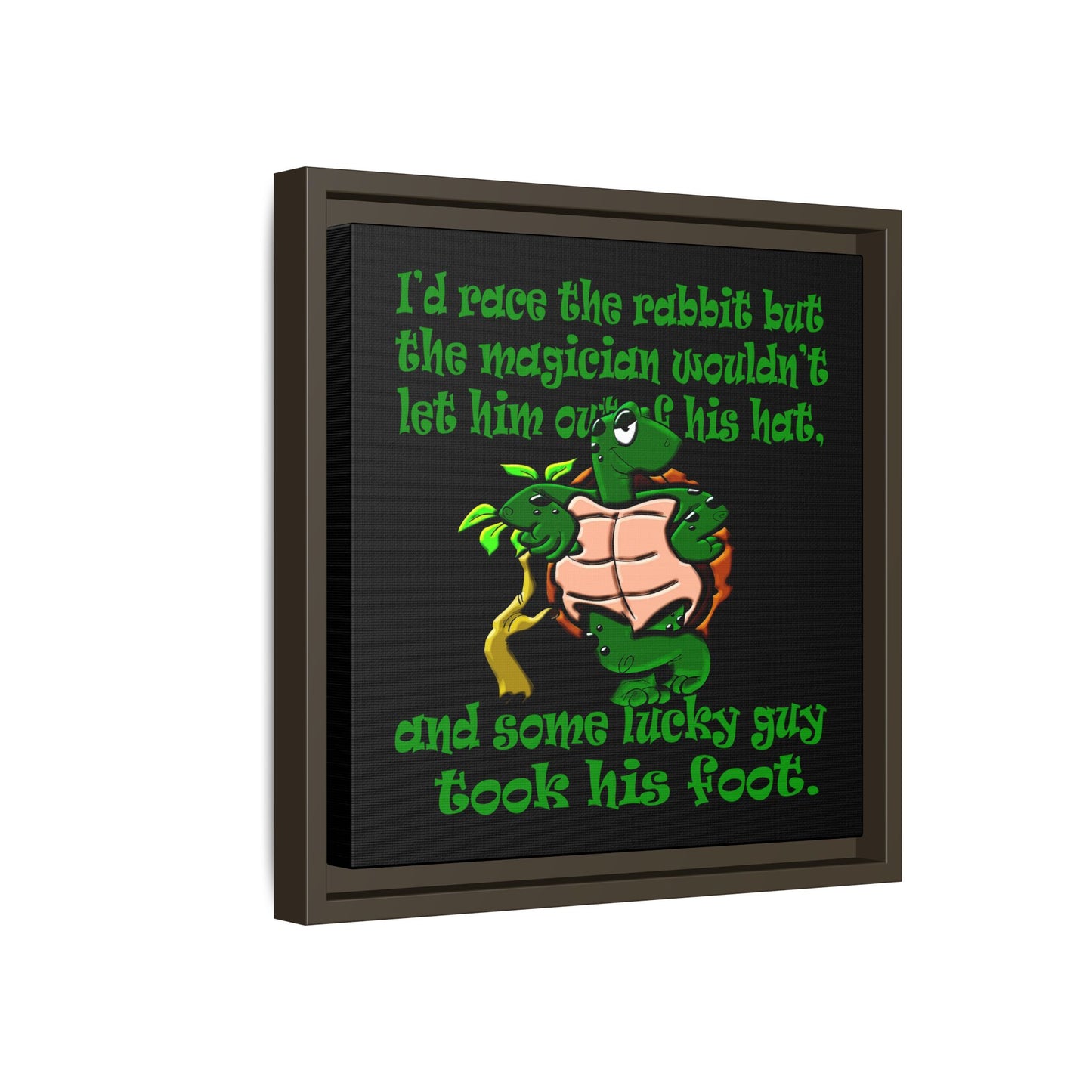turtle race - framed canvas art (black)