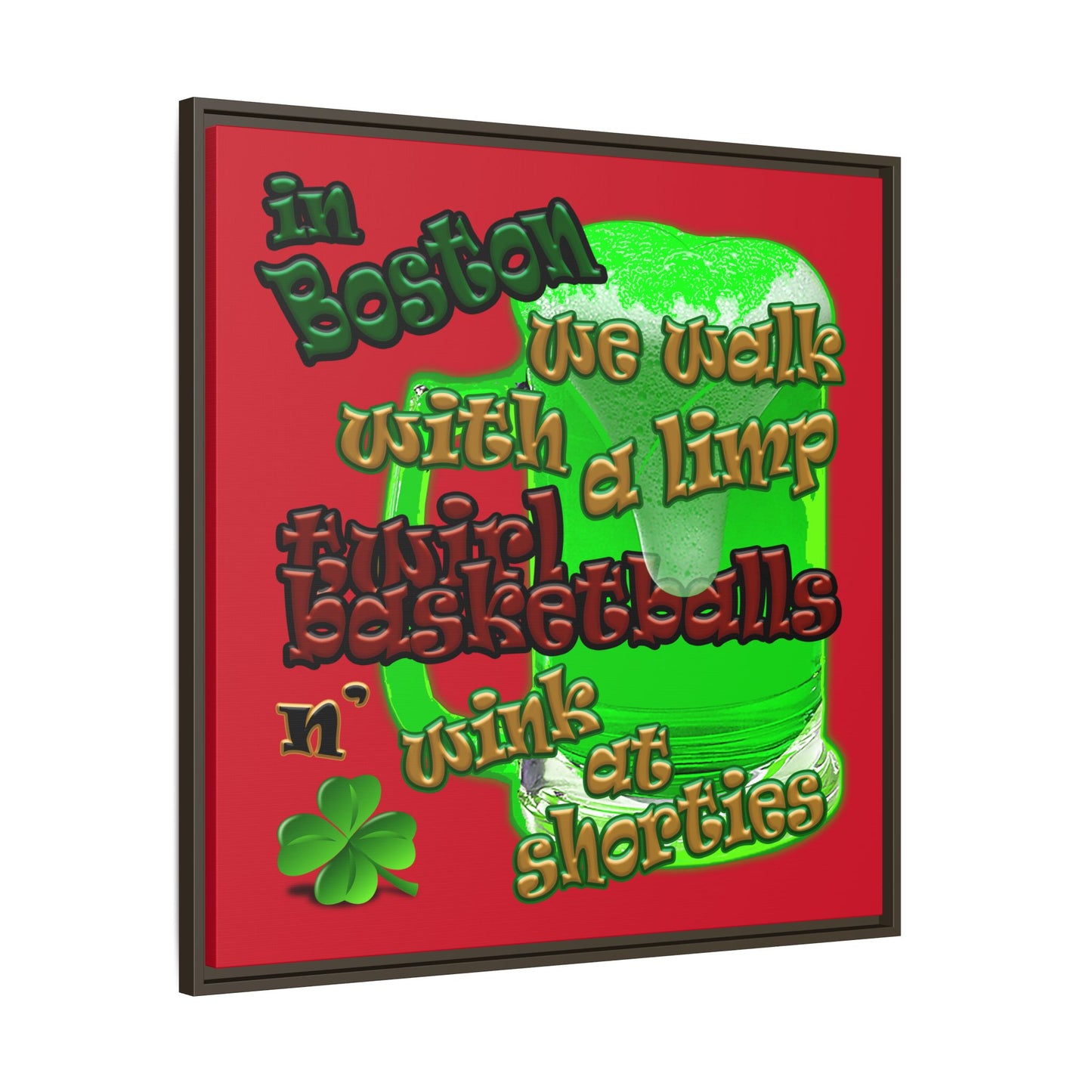 celtics logo - framed canvas art (dark red)