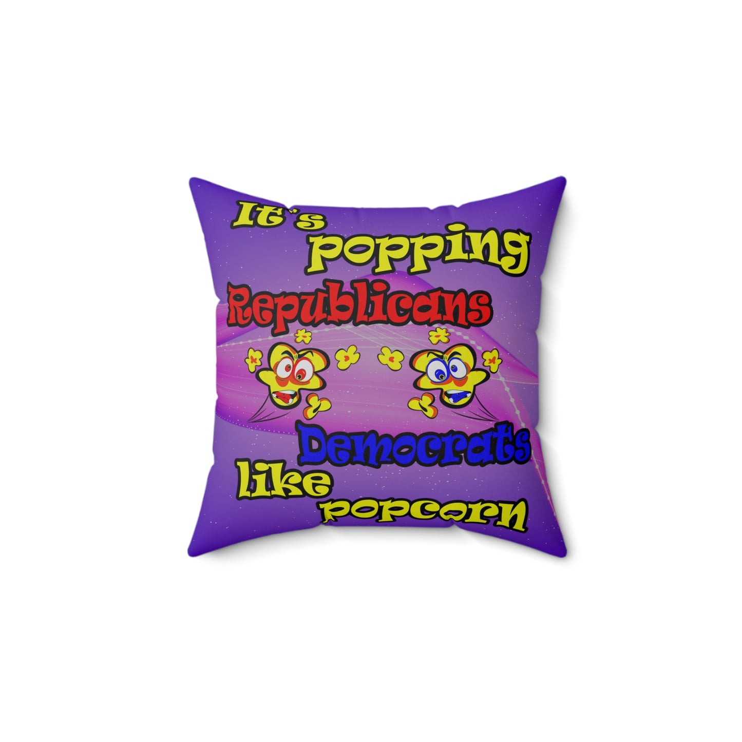 popping like popcorn - Spun Polyester Square Pillow - (purple-pink wave)