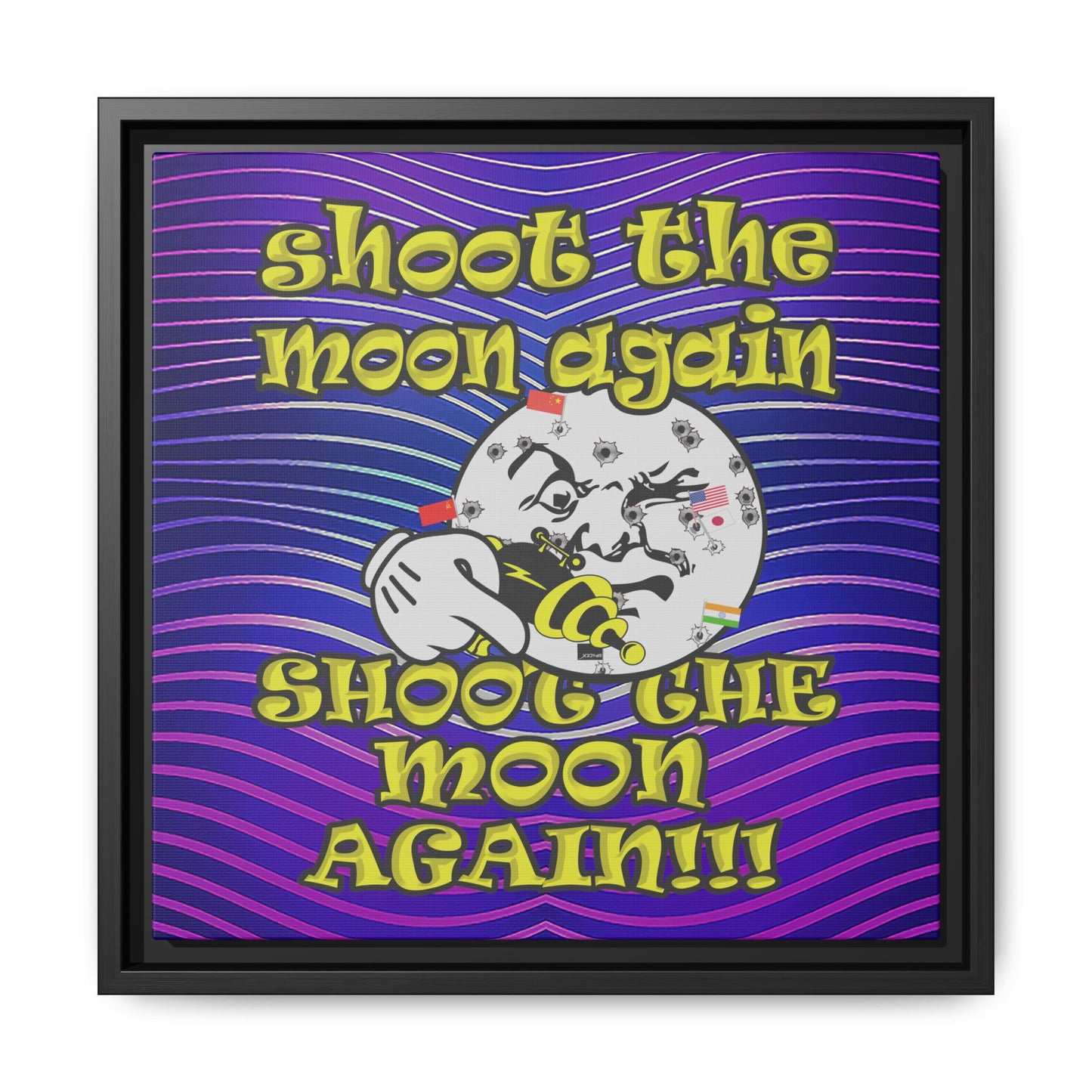 shoot the moon again - framed canvas art (purple wave)