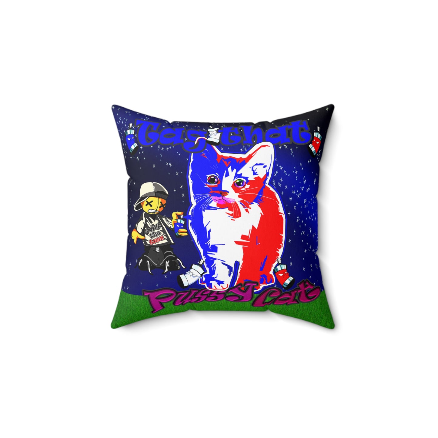 tag that - Spun Polyester Square Pillow - ('snoops' background)