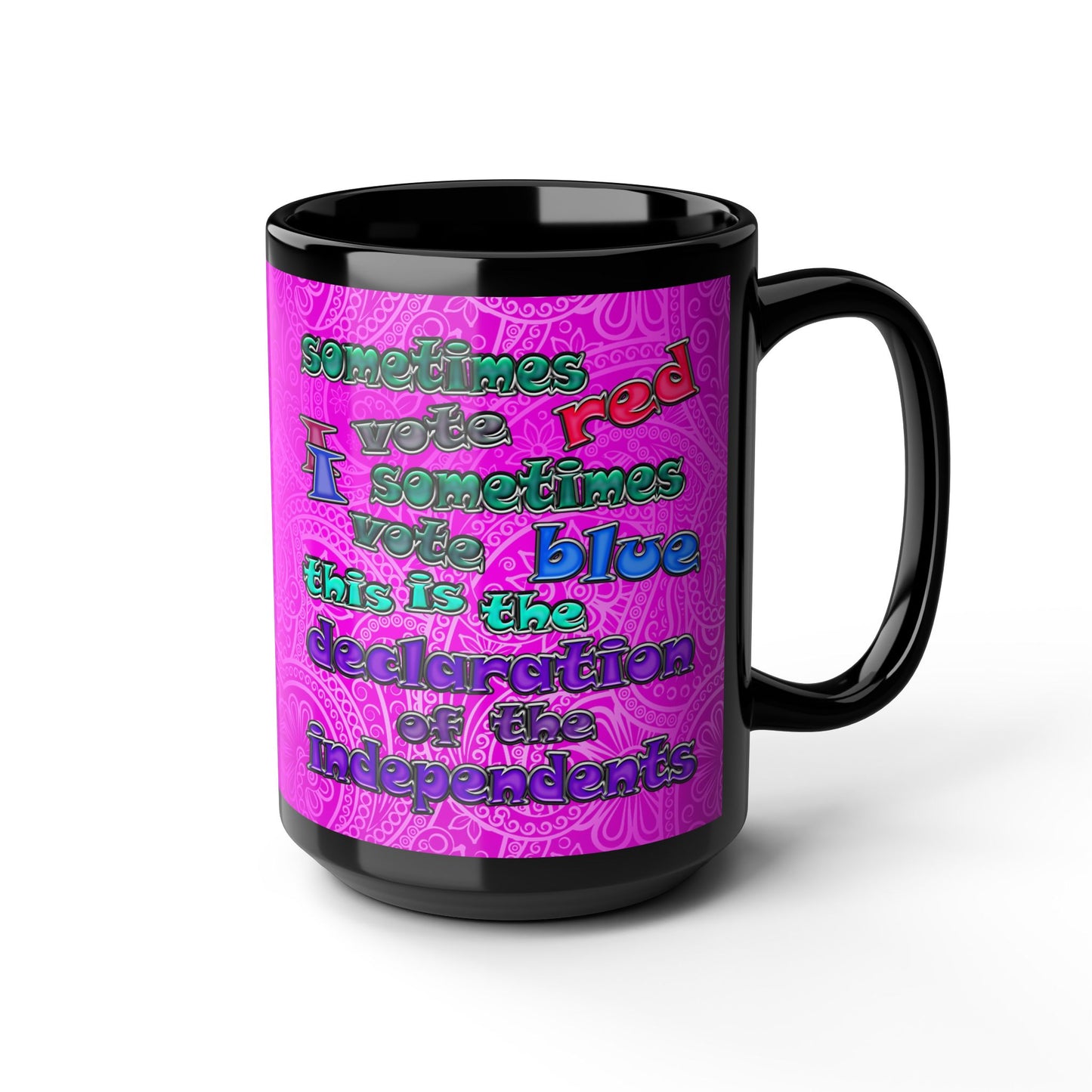 declaration of the independents - Black Mug (pink swirl)