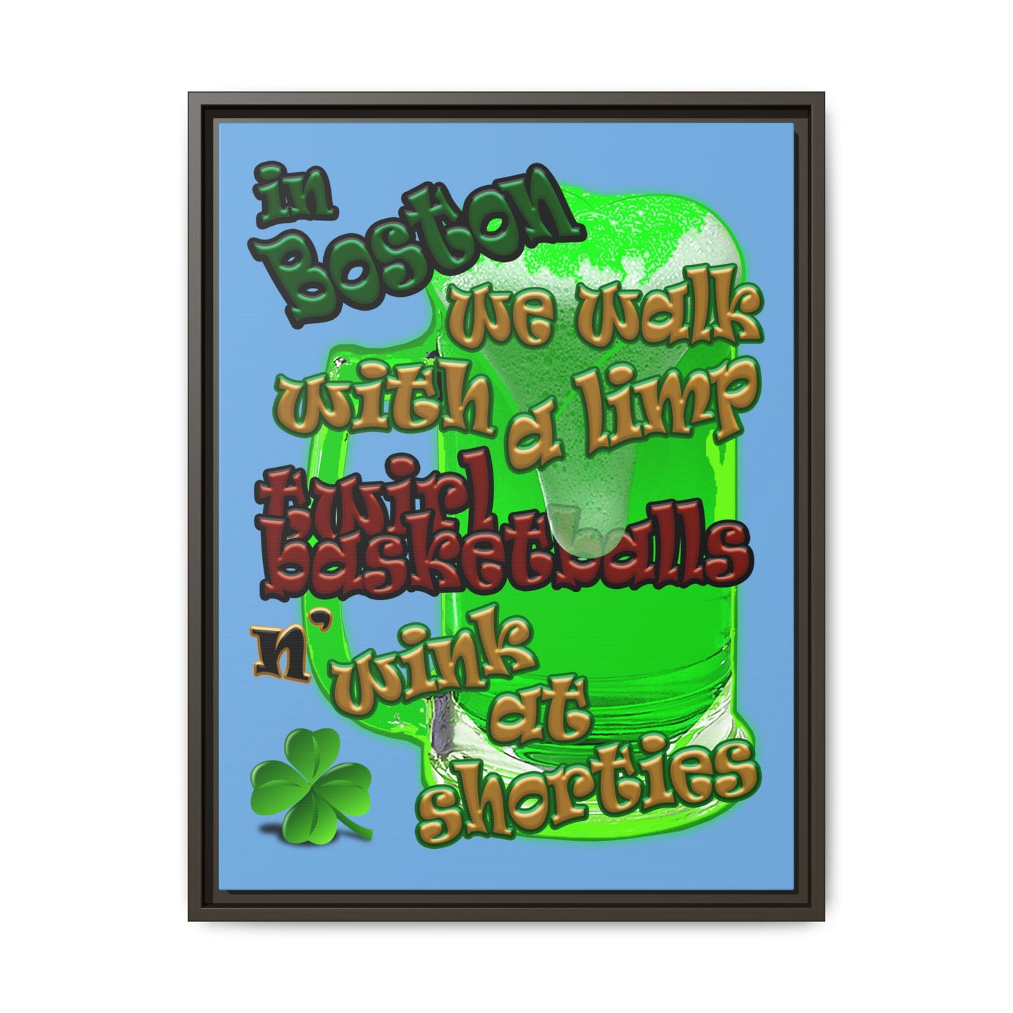 celtics logo - framed canvas art (light blue)