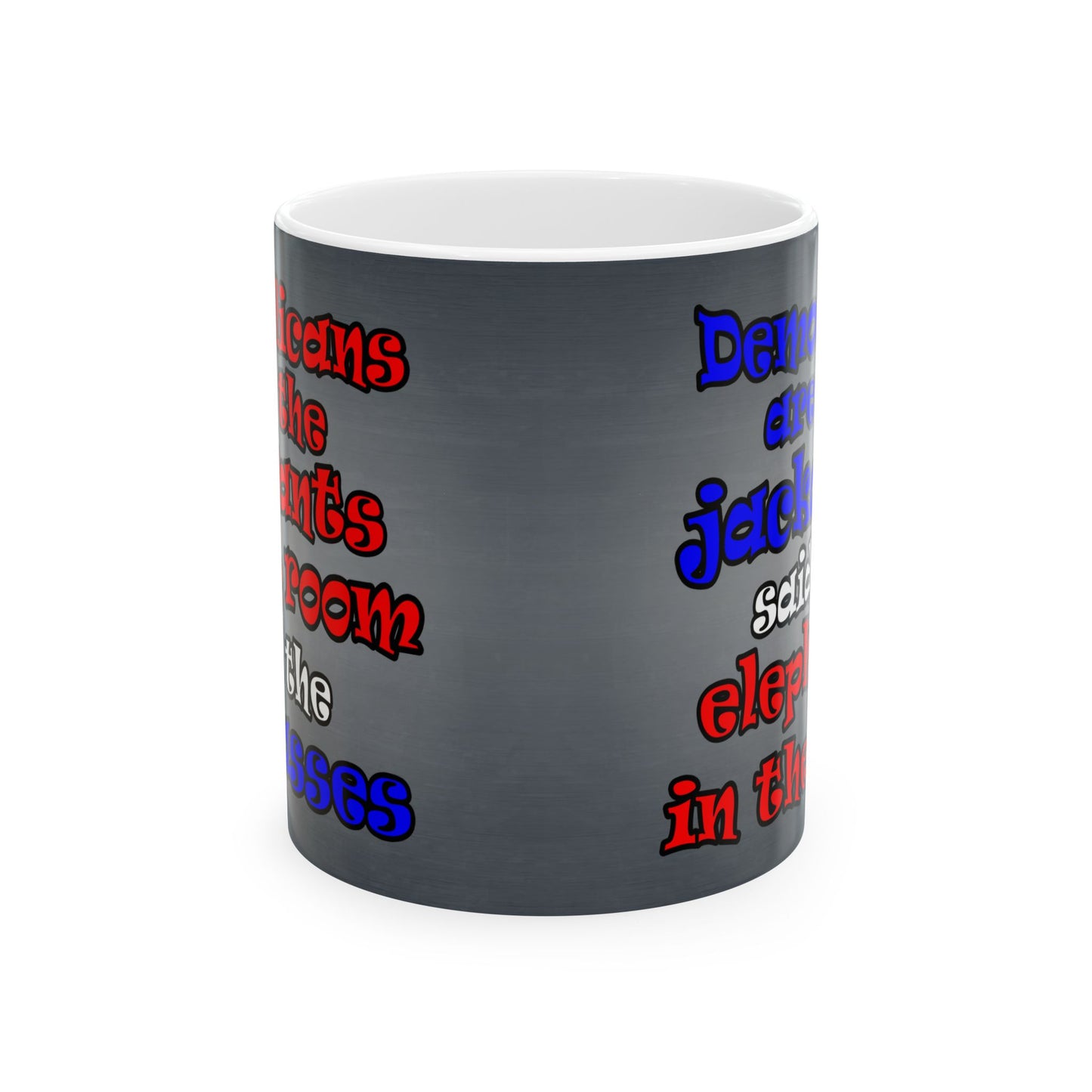 donkeys and elephants - White Mug (grey-light grey)