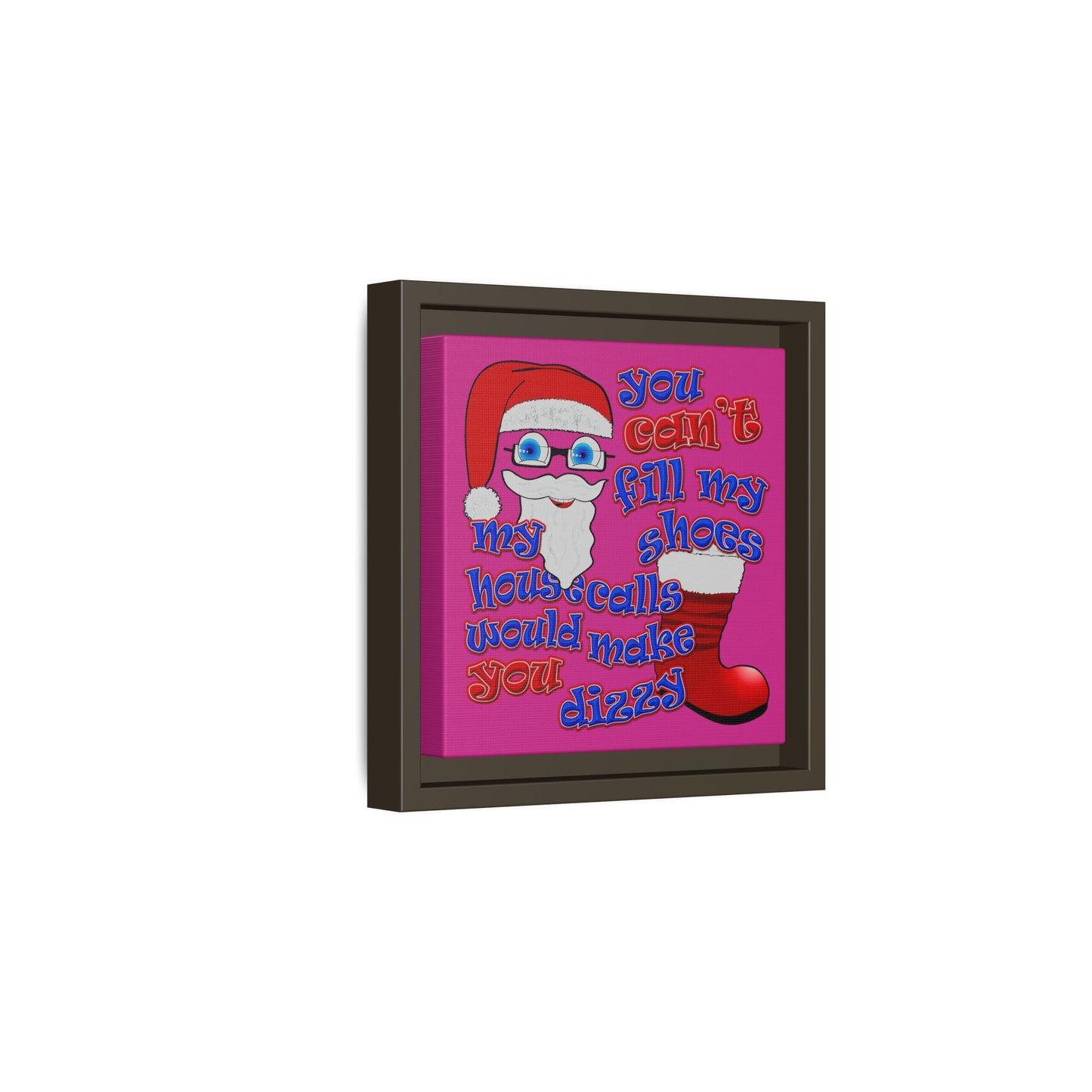 santa's shoes - framed canvas art (pink)