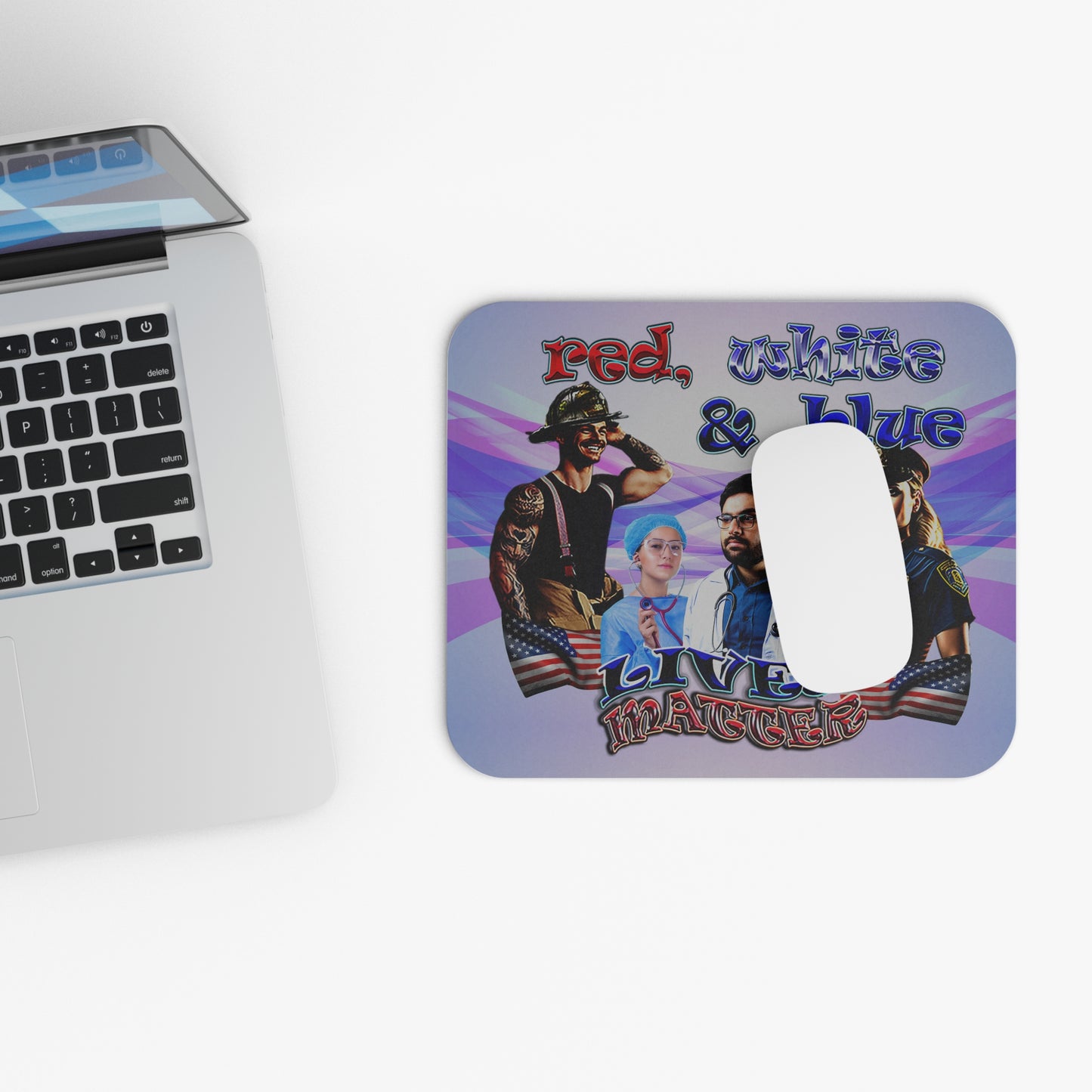 rw&b lives matter - Mouse Pad (Rectangle) (light blue-pink wave)