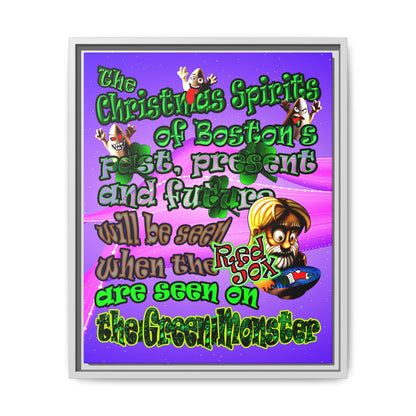 christmas spirits of boston - framed canvas art (purple-pink wave)