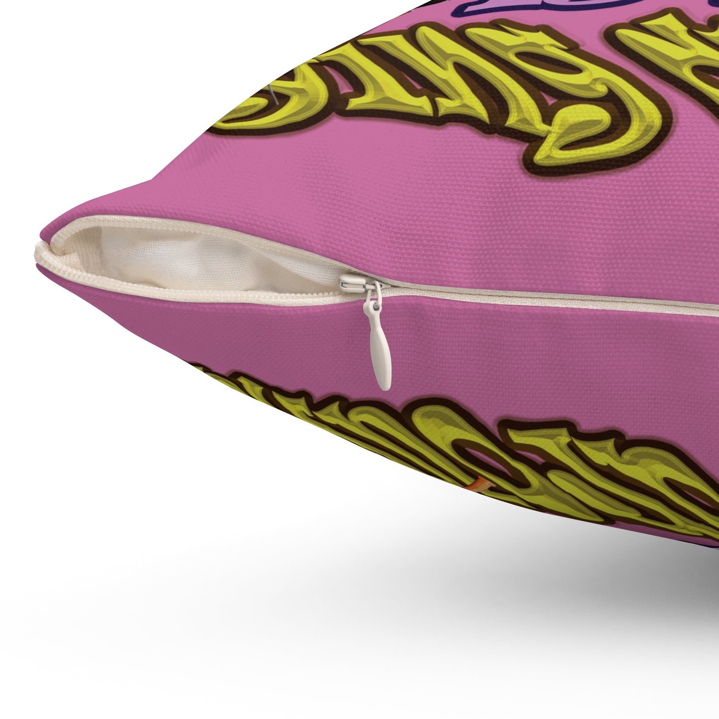 the bum's shit - Spun Polyester Square Pillow - (light pink)