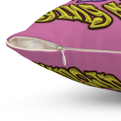 the bum's shit - Spun Polyester Square Pillow - (light pink)