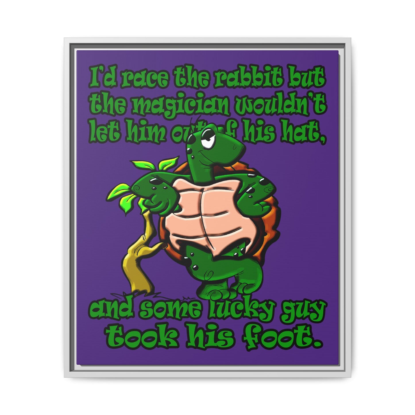 turtle race - framed canvas art (purple)